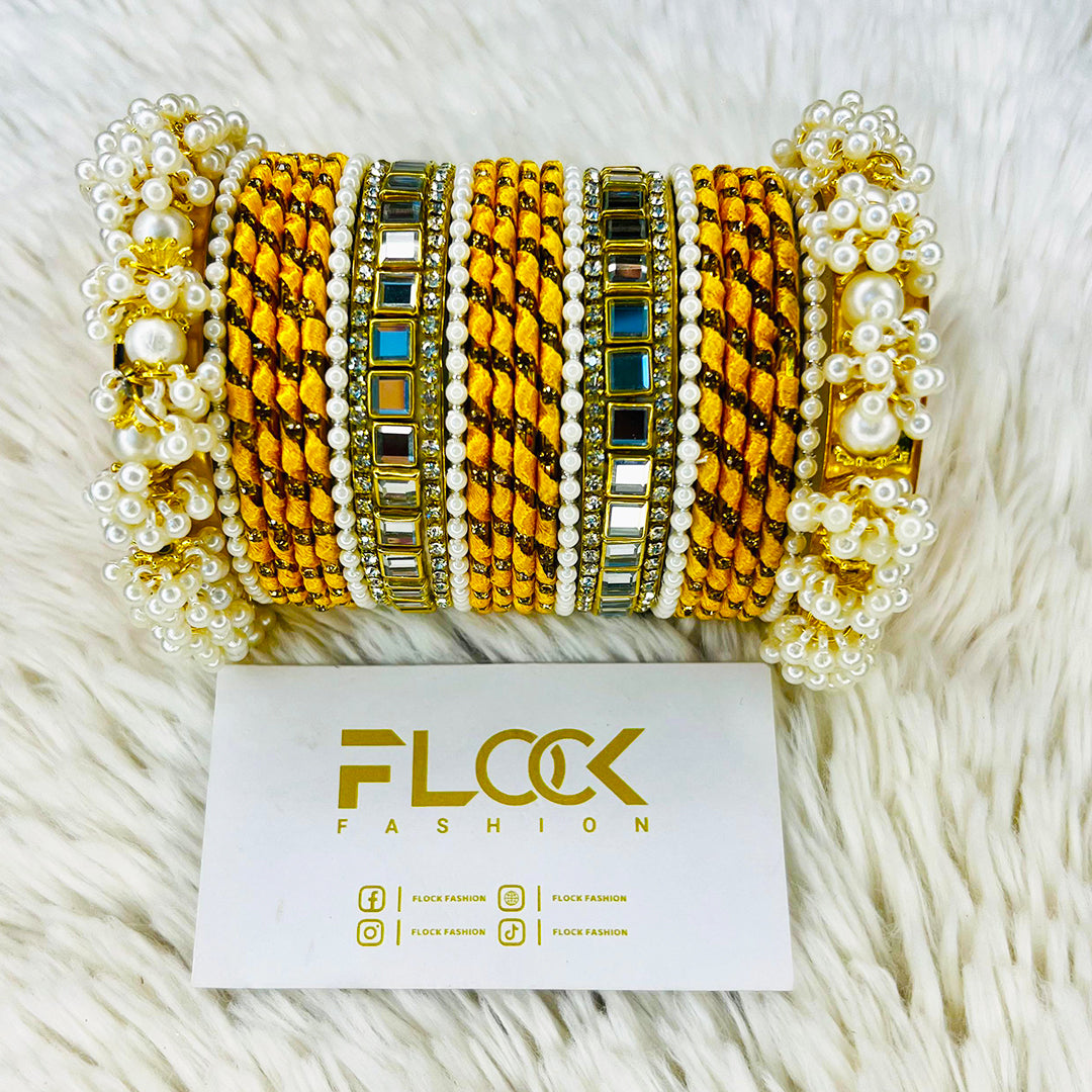 Pearl Ribbon Kundan Set