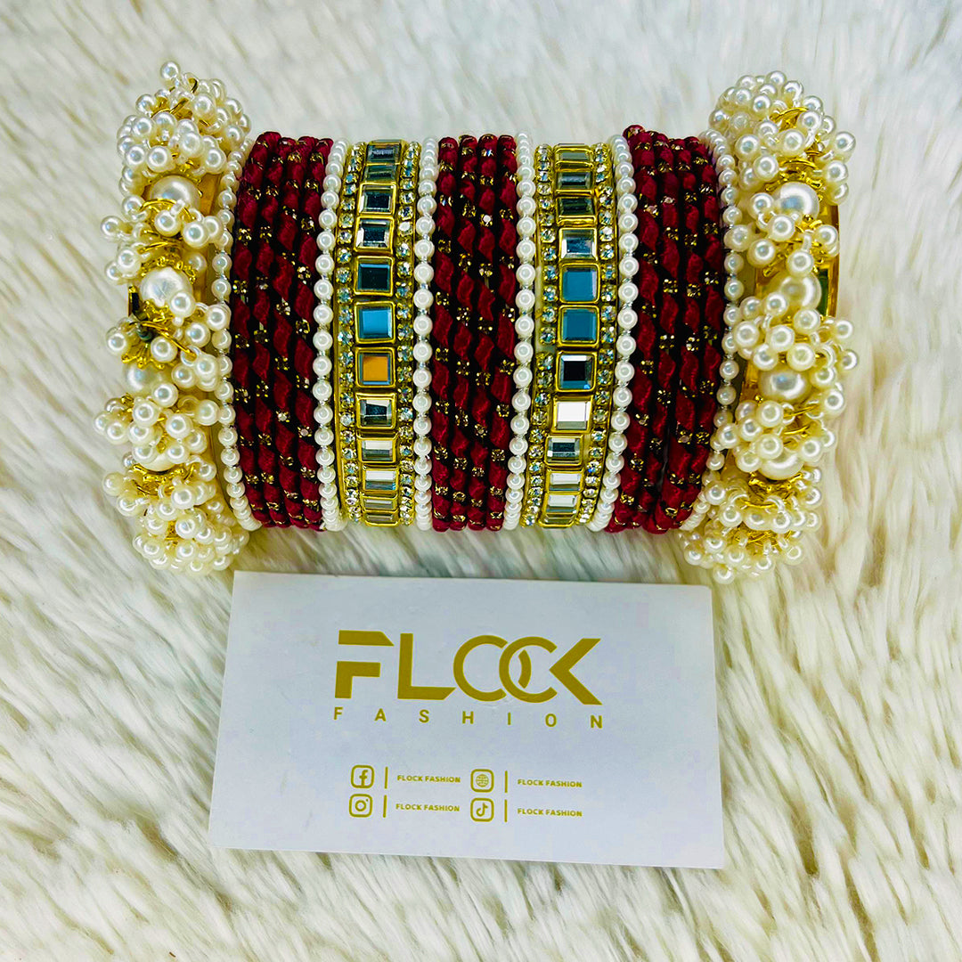 Pearl Ribbon Kundan Set
