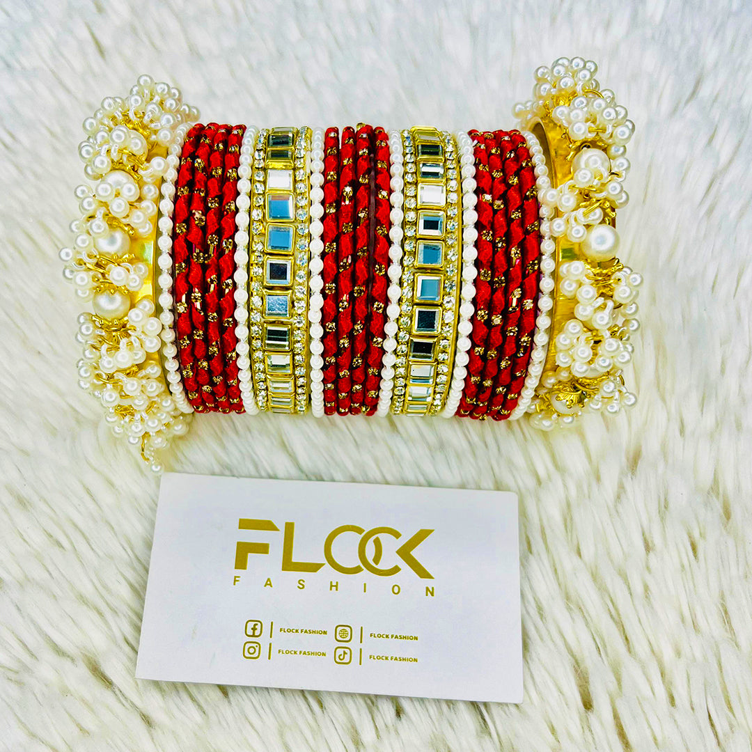 Pearl Ribbon Kundan Set