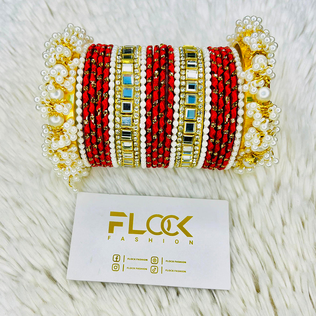 Pearl Ribbon Kundan Set