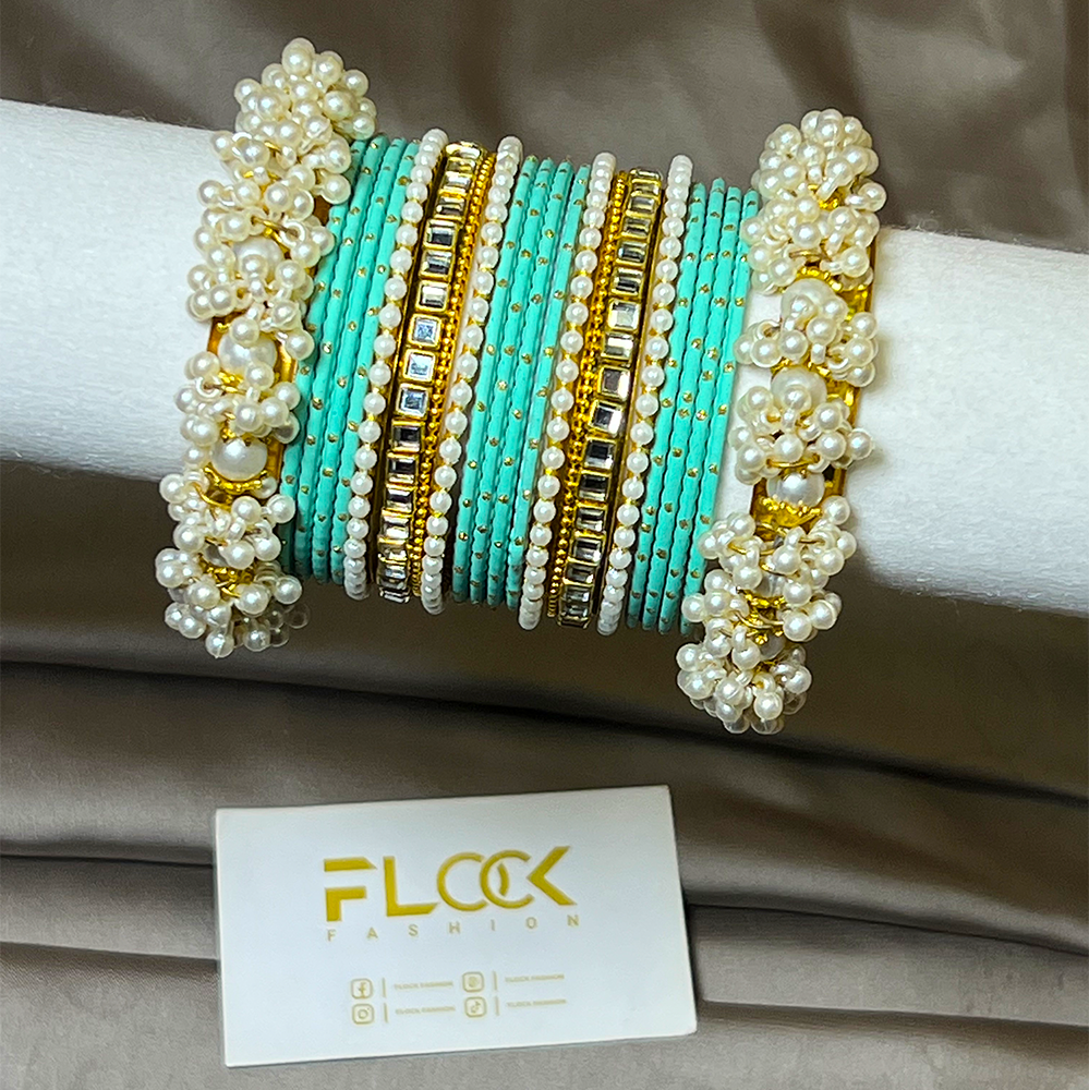 Dotted Double Karra Gajra Bangles Set