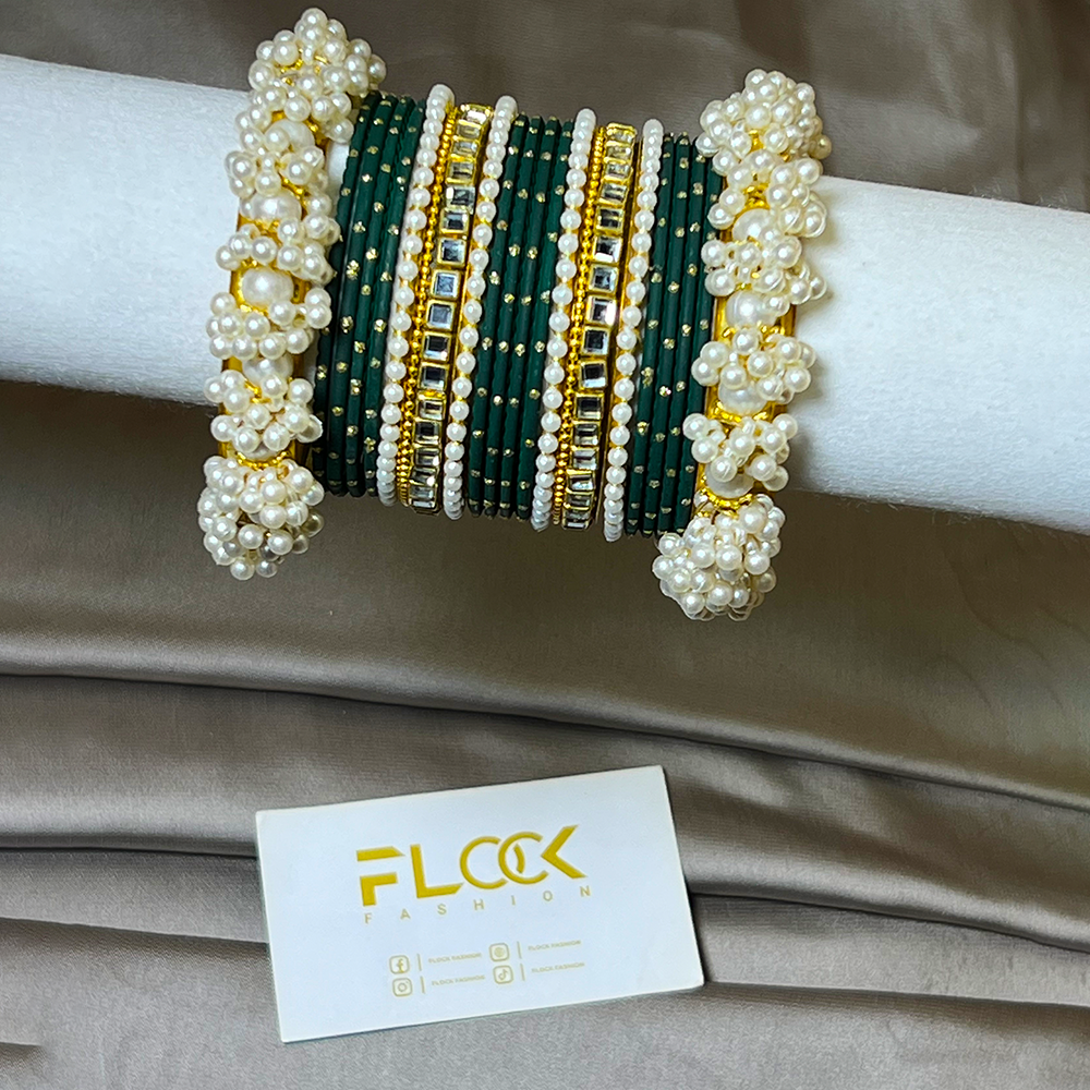Dotted Double Karra Gajra Bangles Set