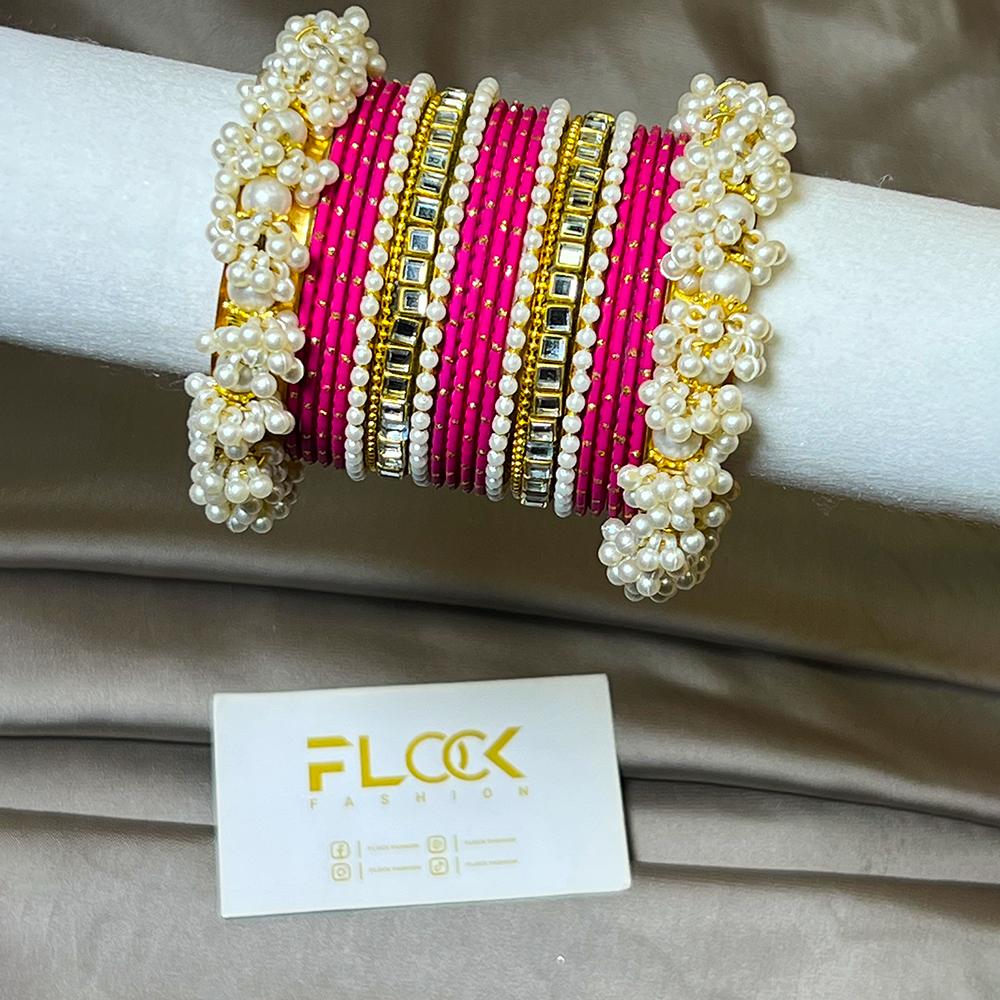 Dotted Double Karra Gajra Bangles Set