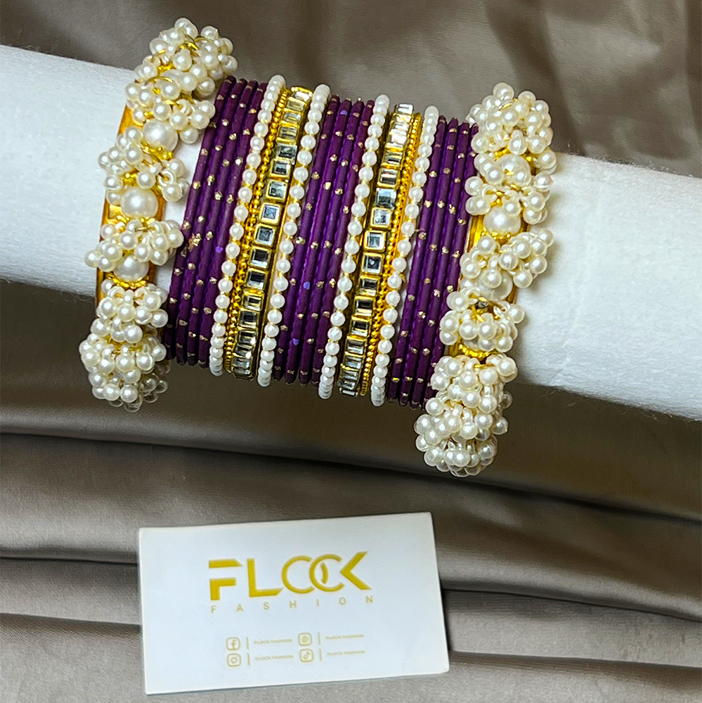 Dotted Double Karra Gajra Bangles Set
