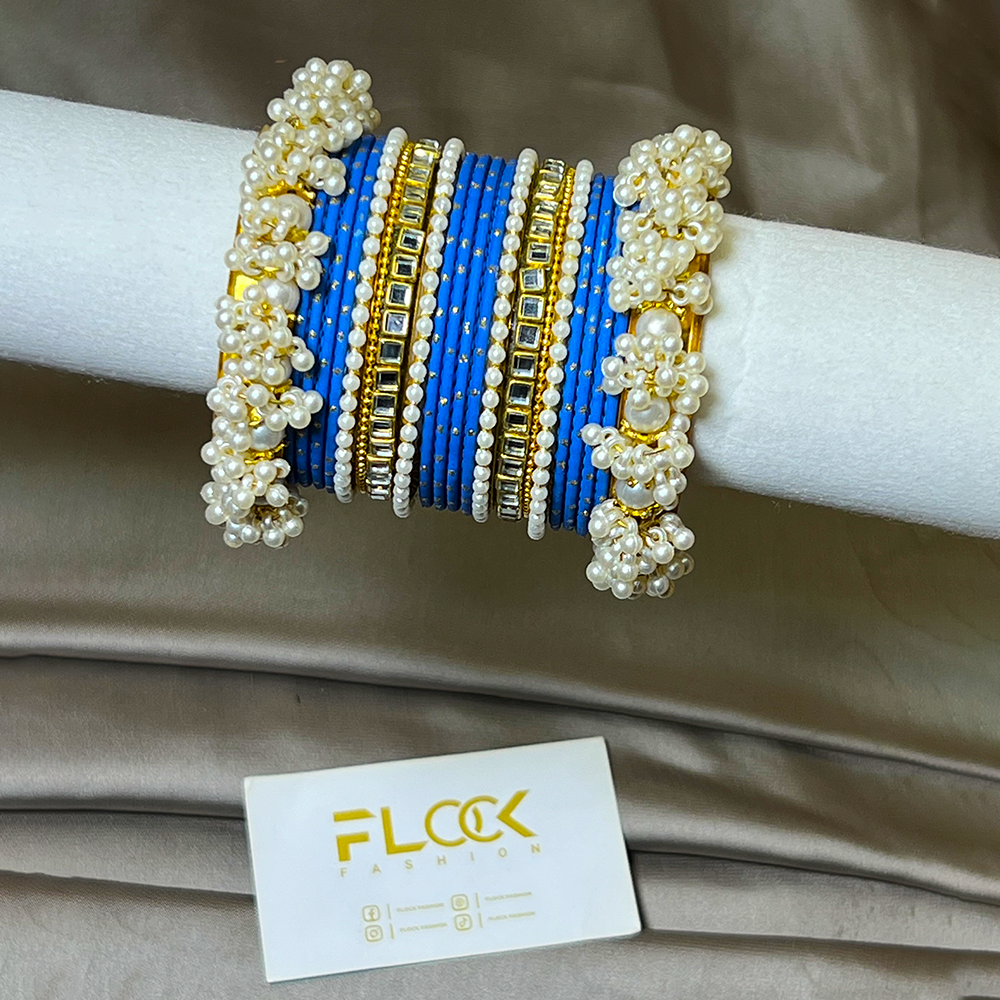 Dotted Double Karra Gajra Bangles Set