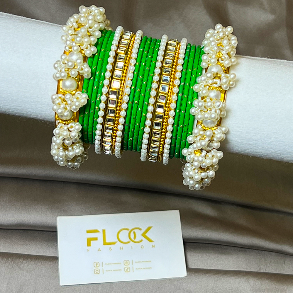 Dotted Double Karra Gajra Bangles Set