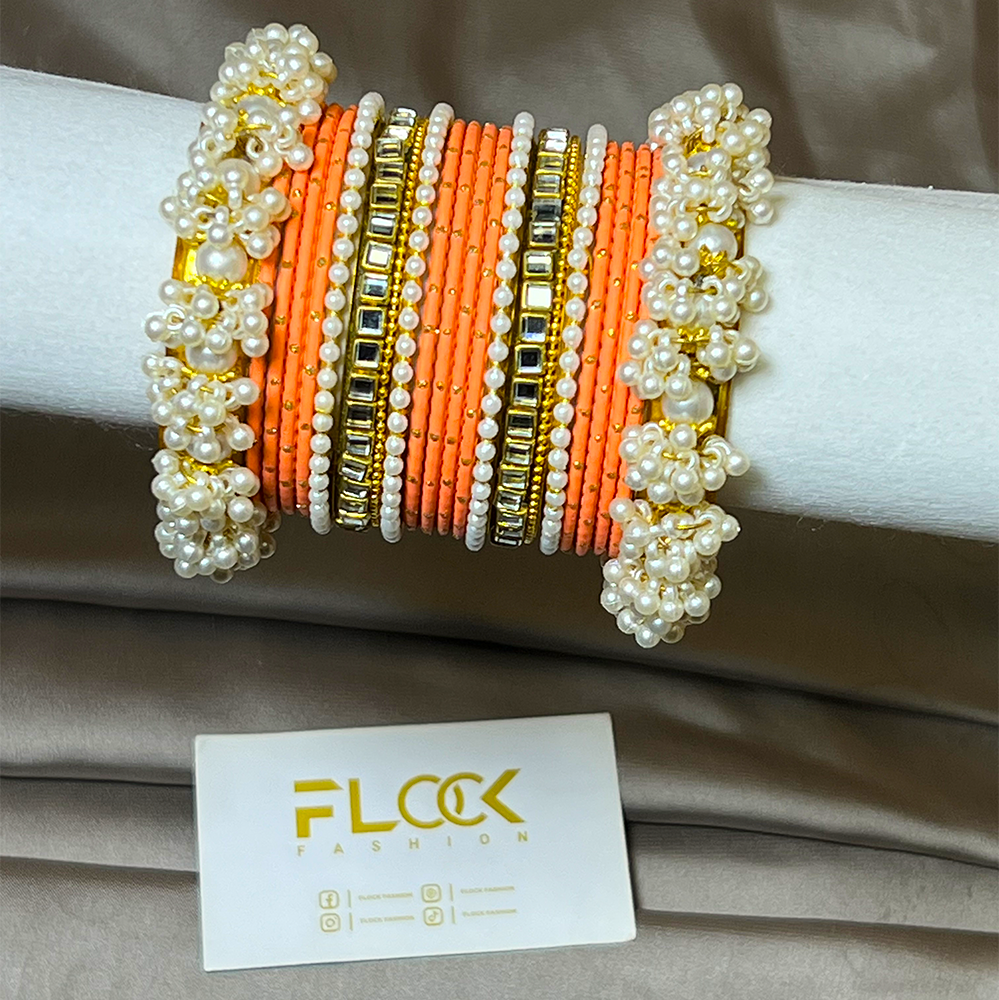 Dotted Double Karra Gajra Bangles Set