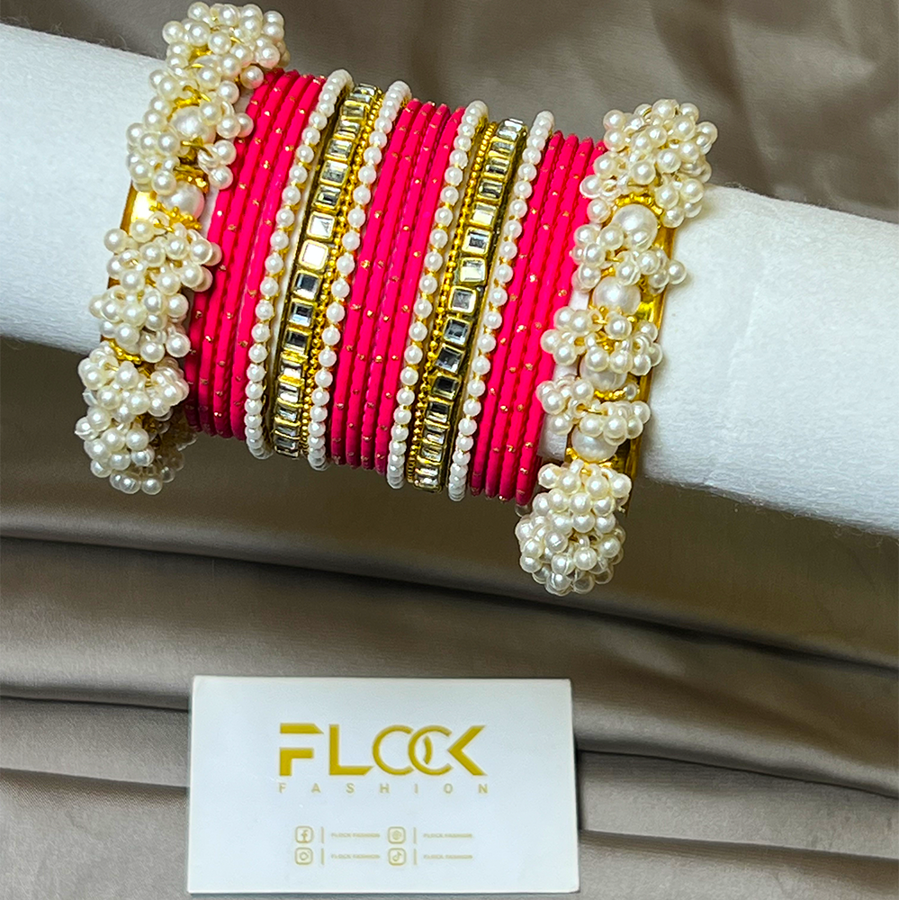 Dotted Double Karra Gajra Bangles Set