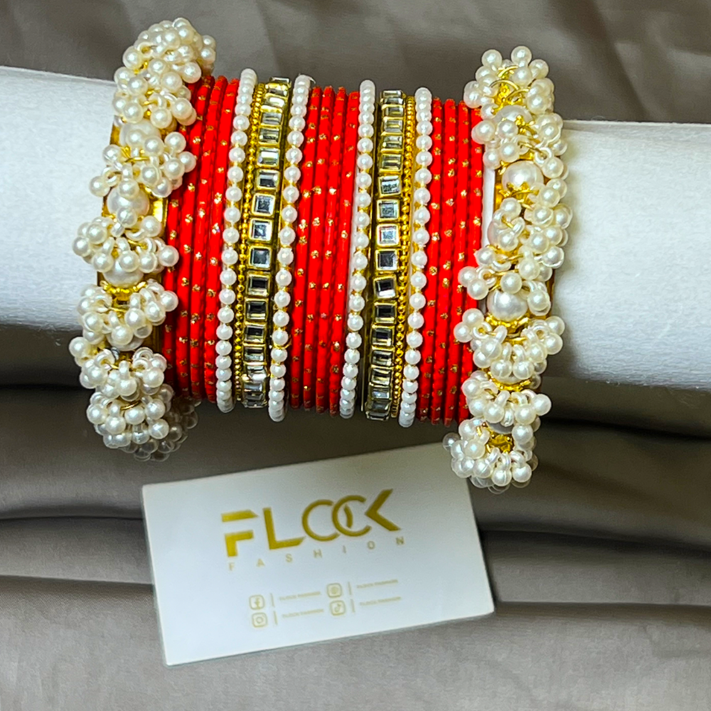 Dotted Double Karra Gajra Bangles Set