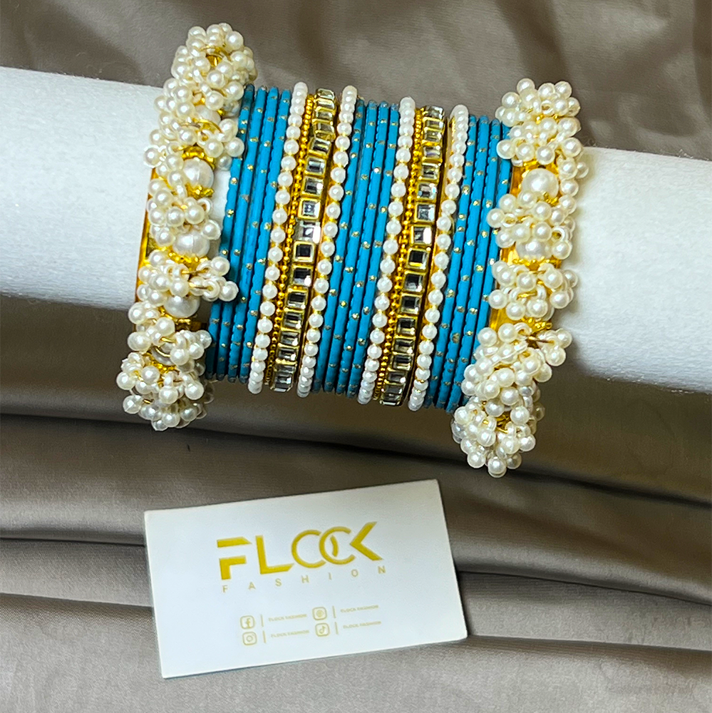 Dotted Double Karra Gajra Bangles Set
